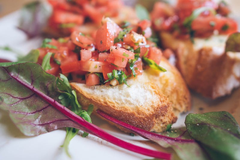 Bruschetta starter at luce pizza restaurant